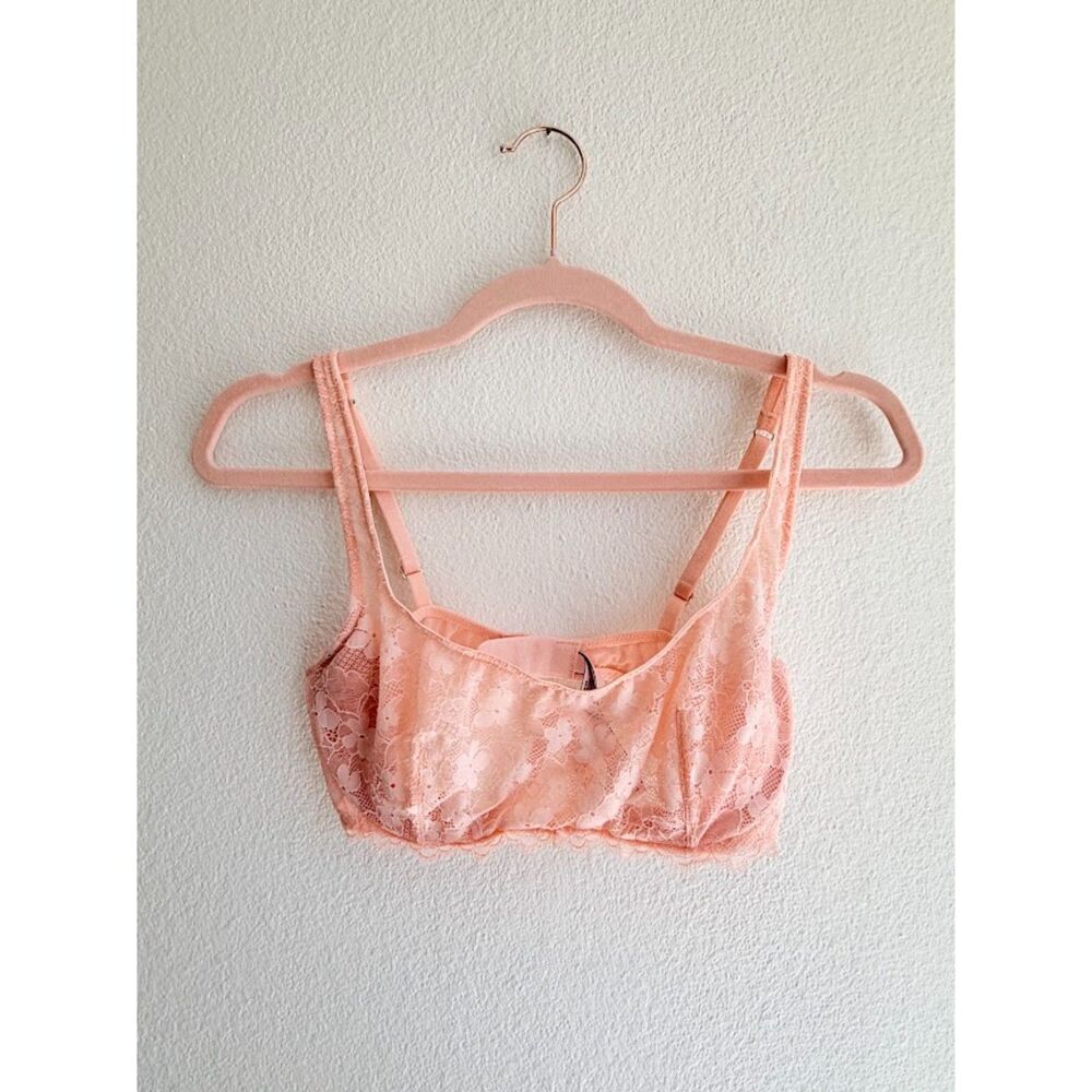Victoria's Secret Dream Angels Peach Pout Orange Lace Unlined Balconette Bra 34C